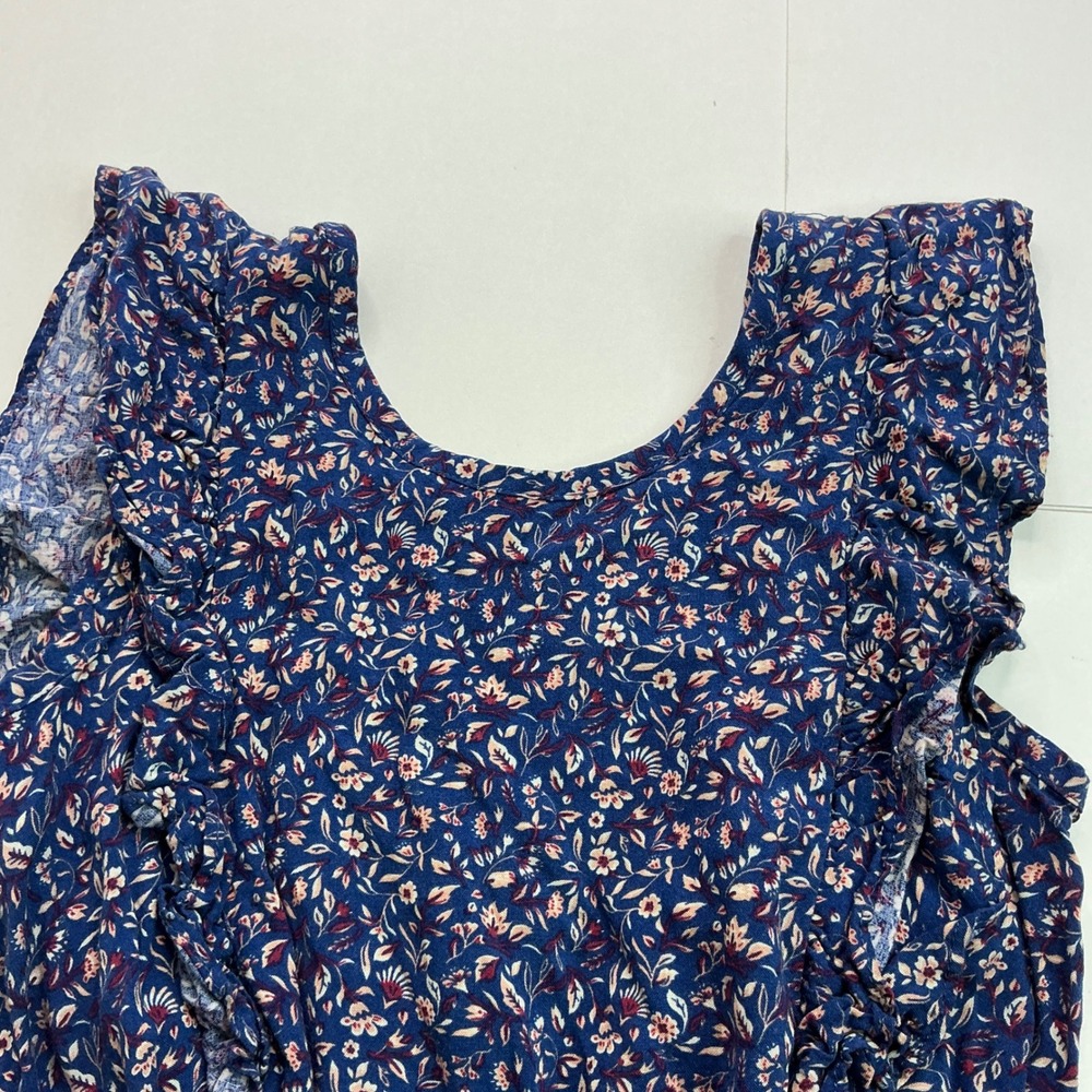 btween Blue Floral Jumpsuit Girls Size 10 Ruffle Shoulder Wide Leg 3E176TJ - Picture 6 of 16